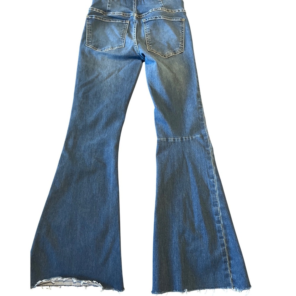 We The Free Free People Penny Pull On Flare Jeans Raw Hem 26 High Rise FLAW - Picture 6 of 6